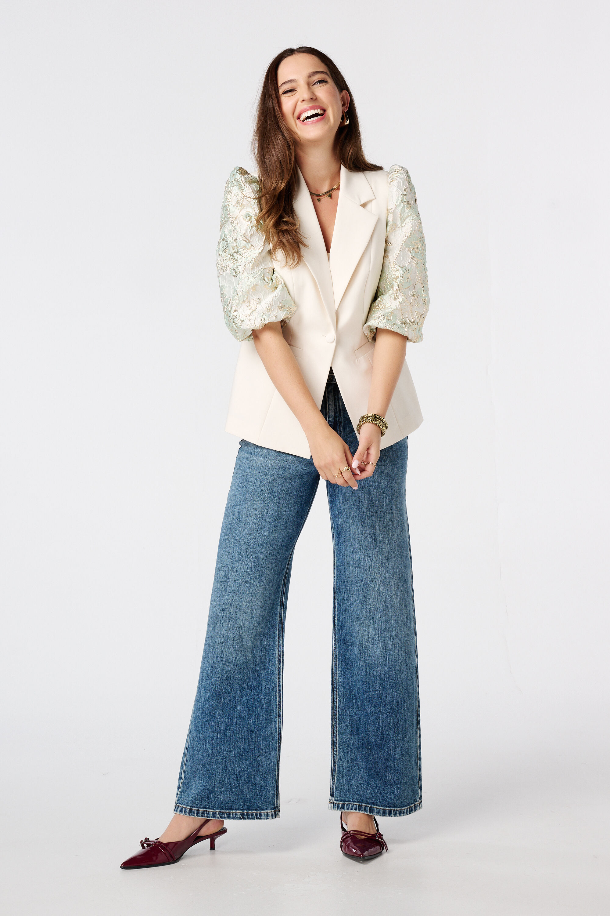 Kurz&auml;rmelige Bluse mit Aufdruck image number 3