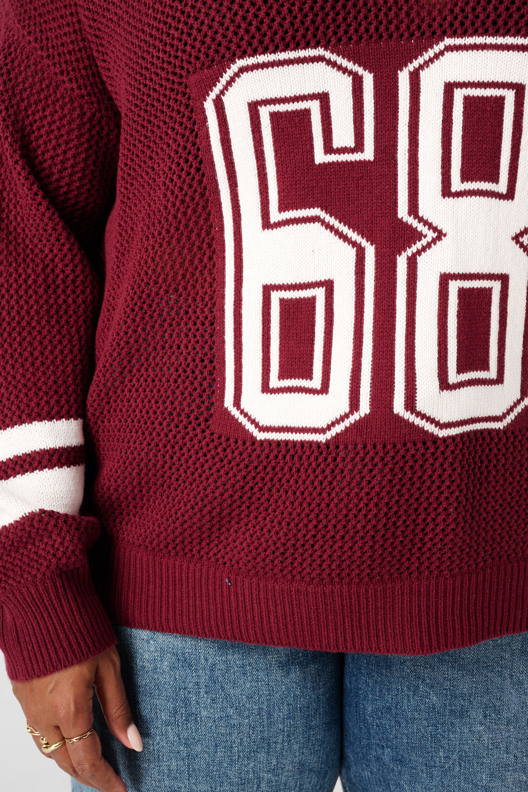 Fein gestrickter College-Pullover image number 6