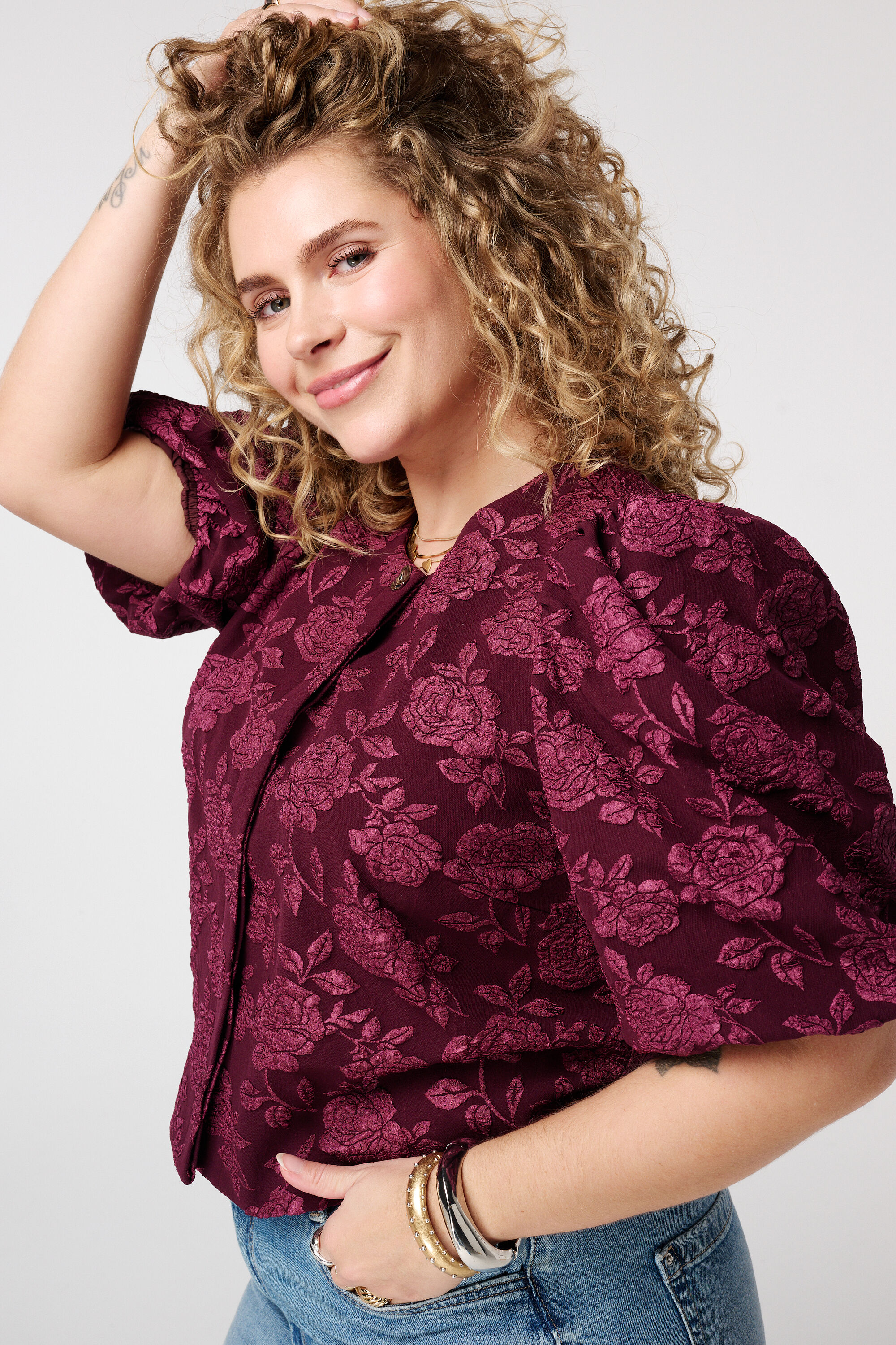 Jaquard-Oberteil mit Puff&auml;rmeln image number 4