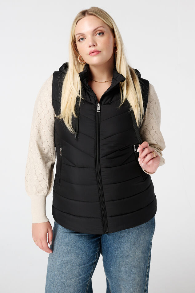 Gesteppte Weste mit Kapuze image number 0