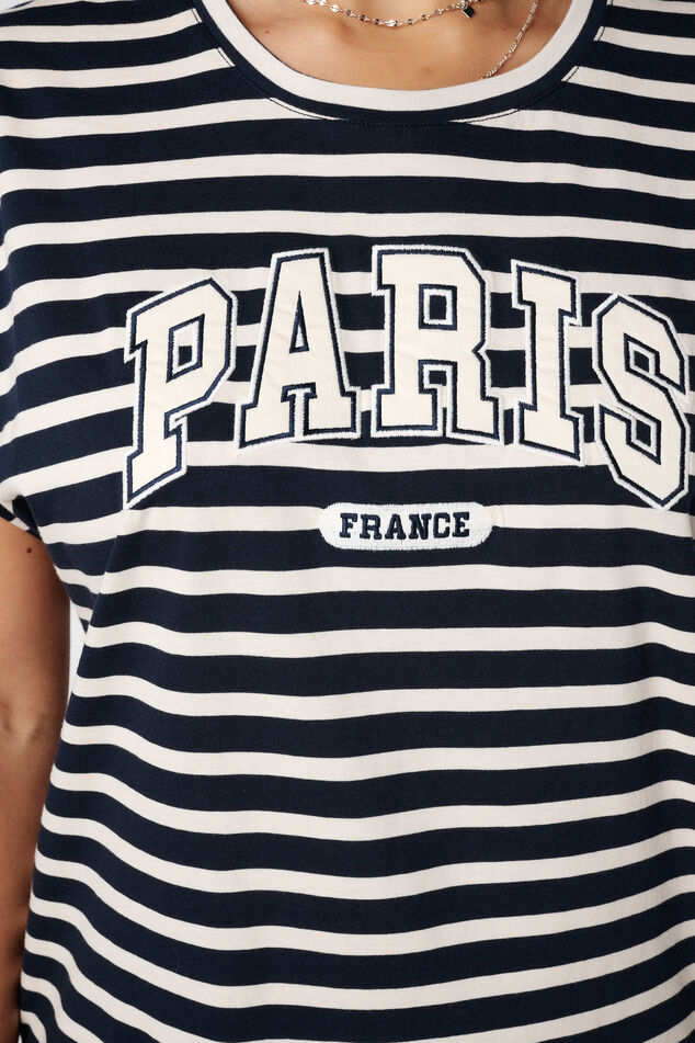 Gestreiftes T-Shirt mit Print  image number 6