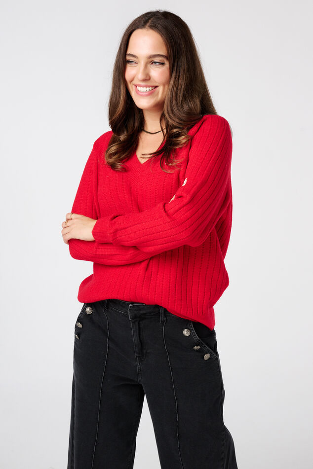 Fein gestrickter Pullover mit Muster image number 0