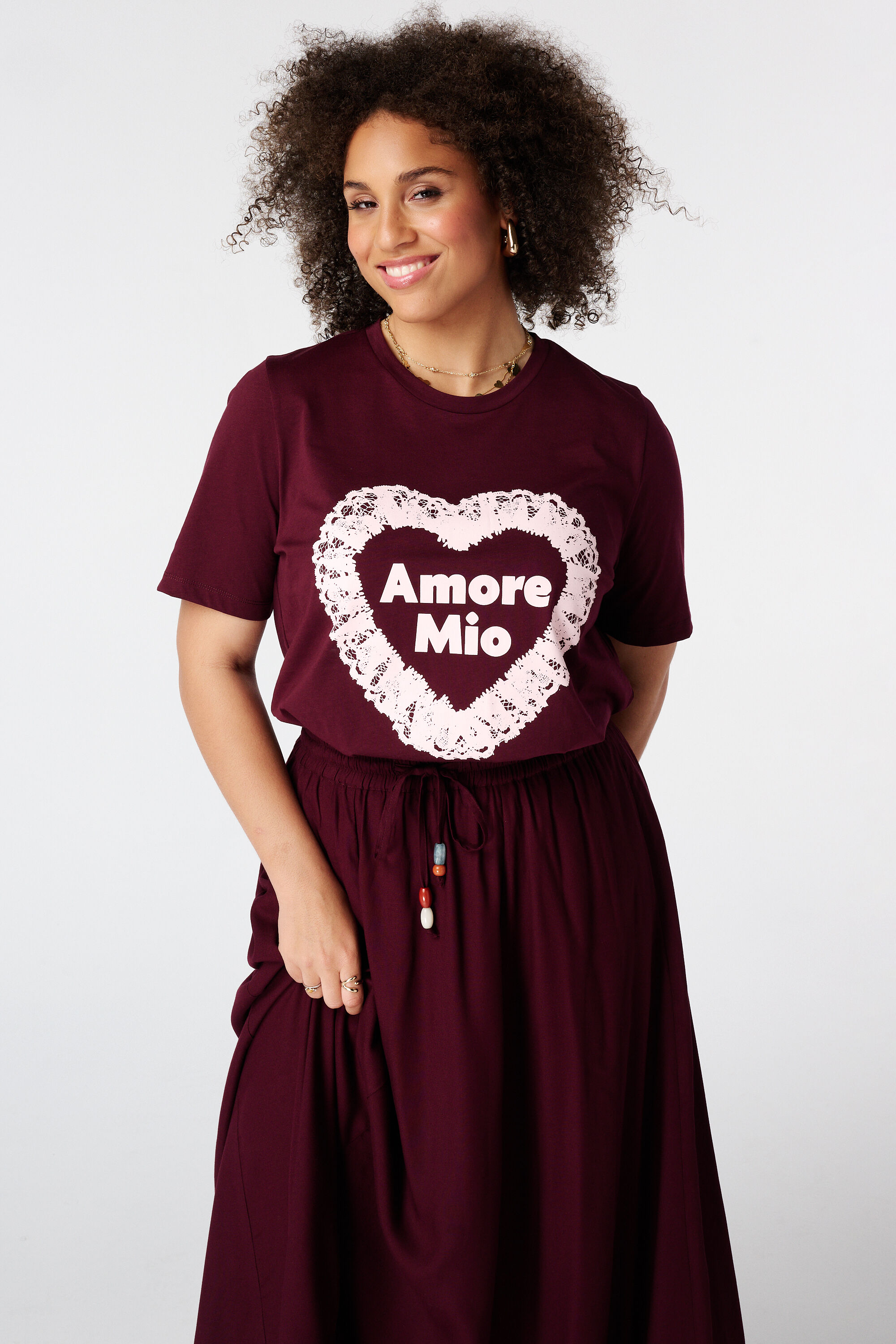 T Shirt mit Spitzenmotiv