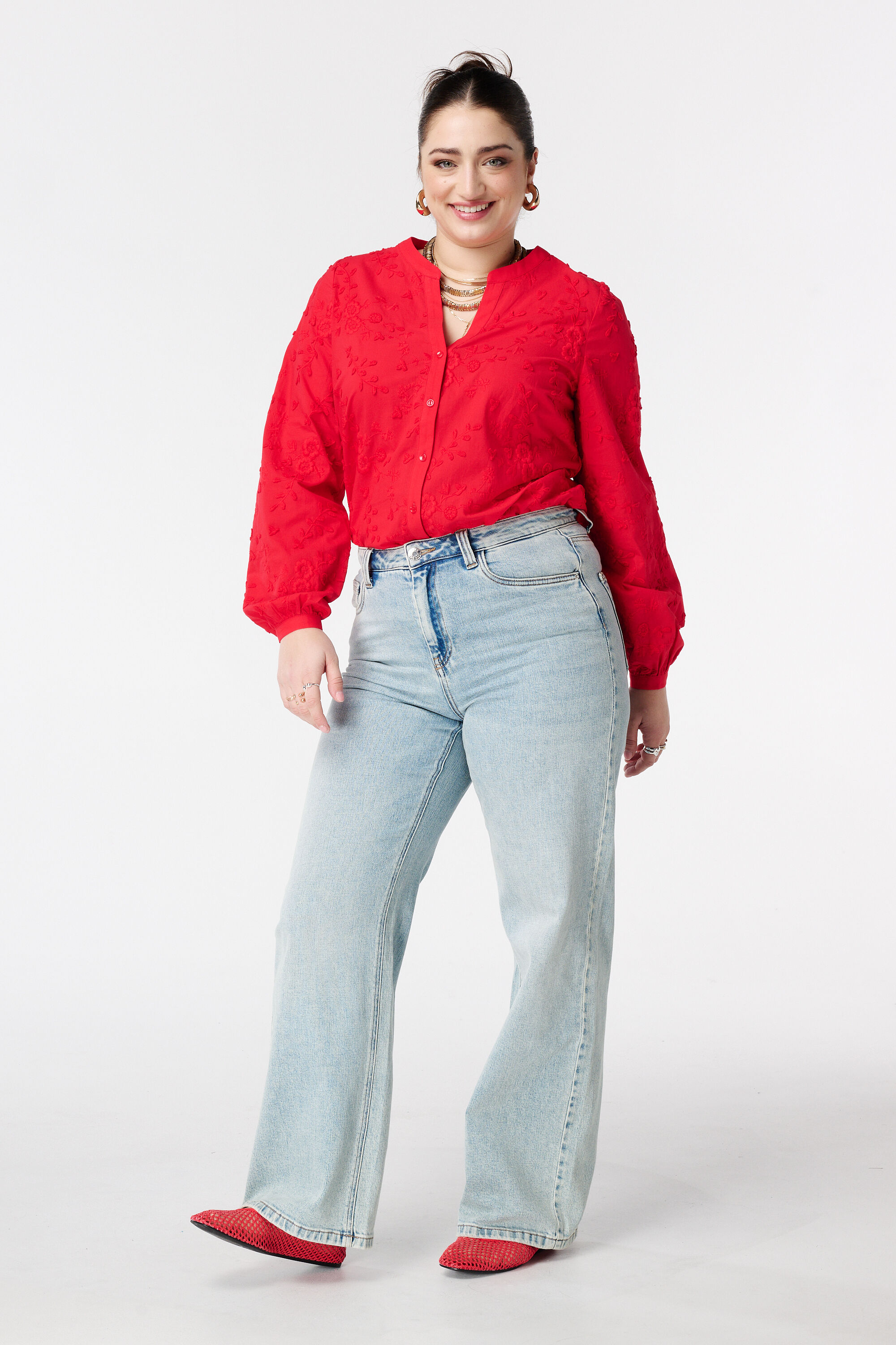 Bluse mit 3D-Blumenprint image number 5