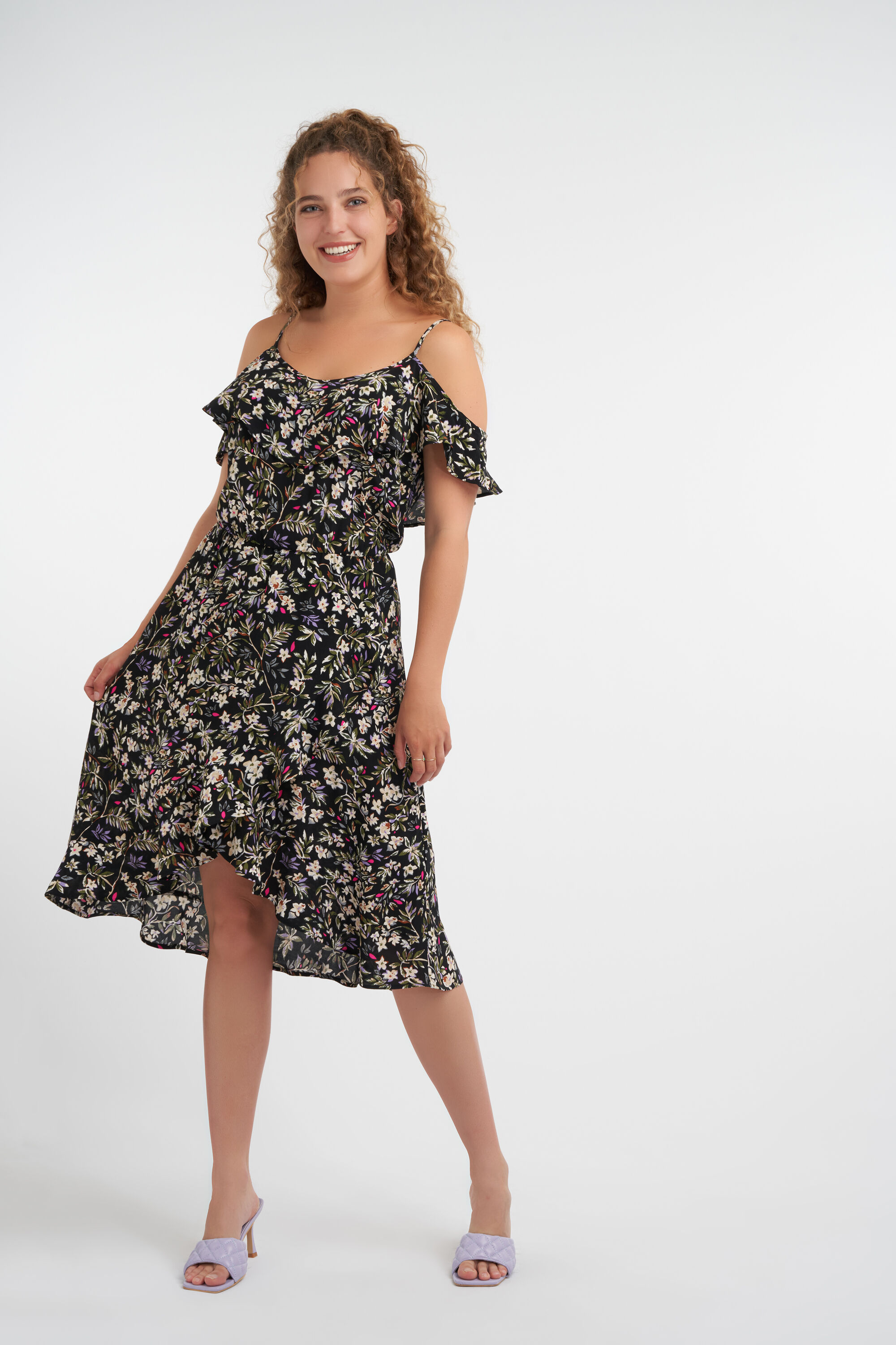 Schulterfreies Wickelkleid  image number 6