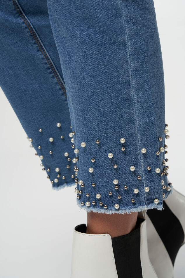 Straight-Leg-Jeans mit Perlen image 4