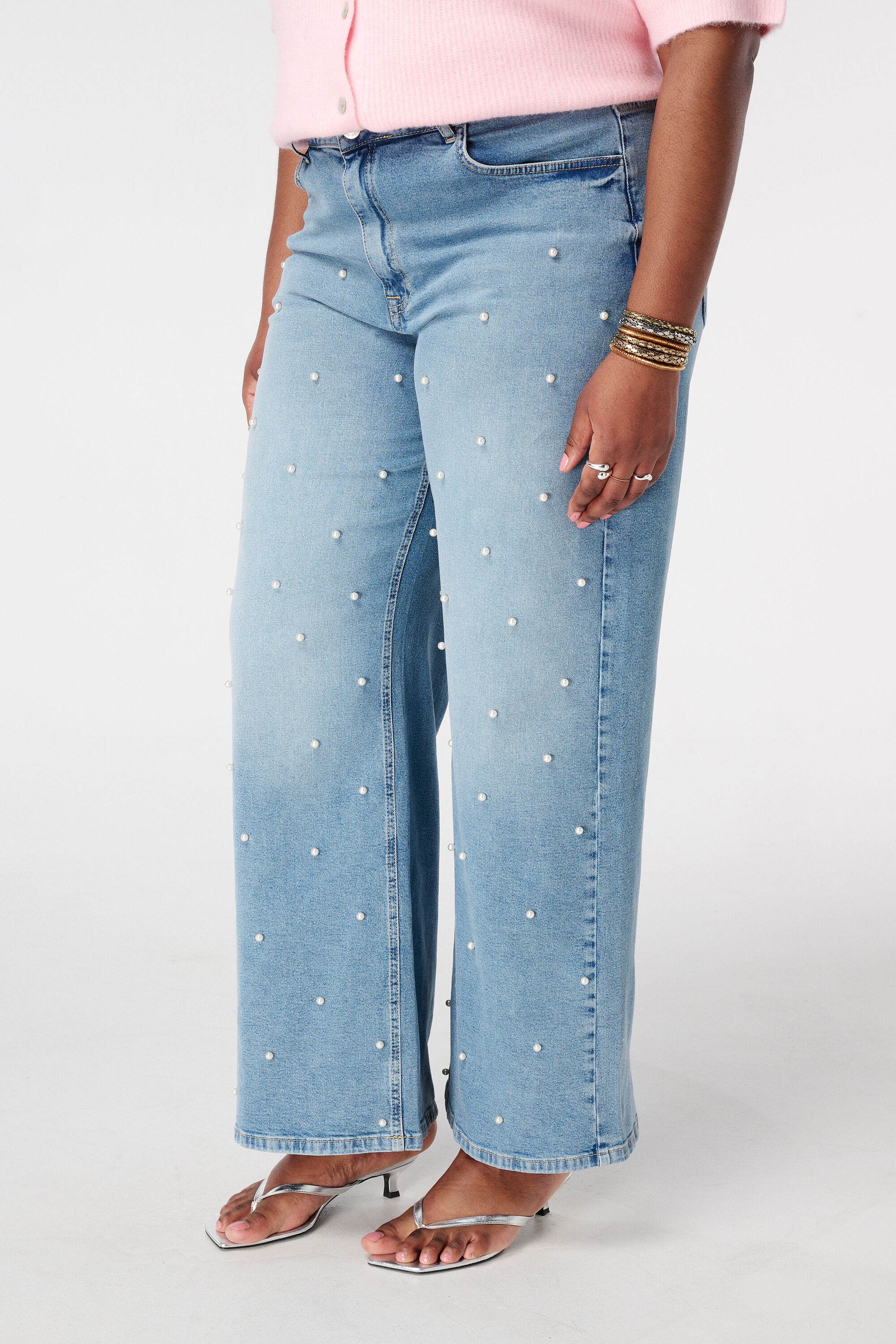 Wide Leg Jeans mit Perlen image number 5