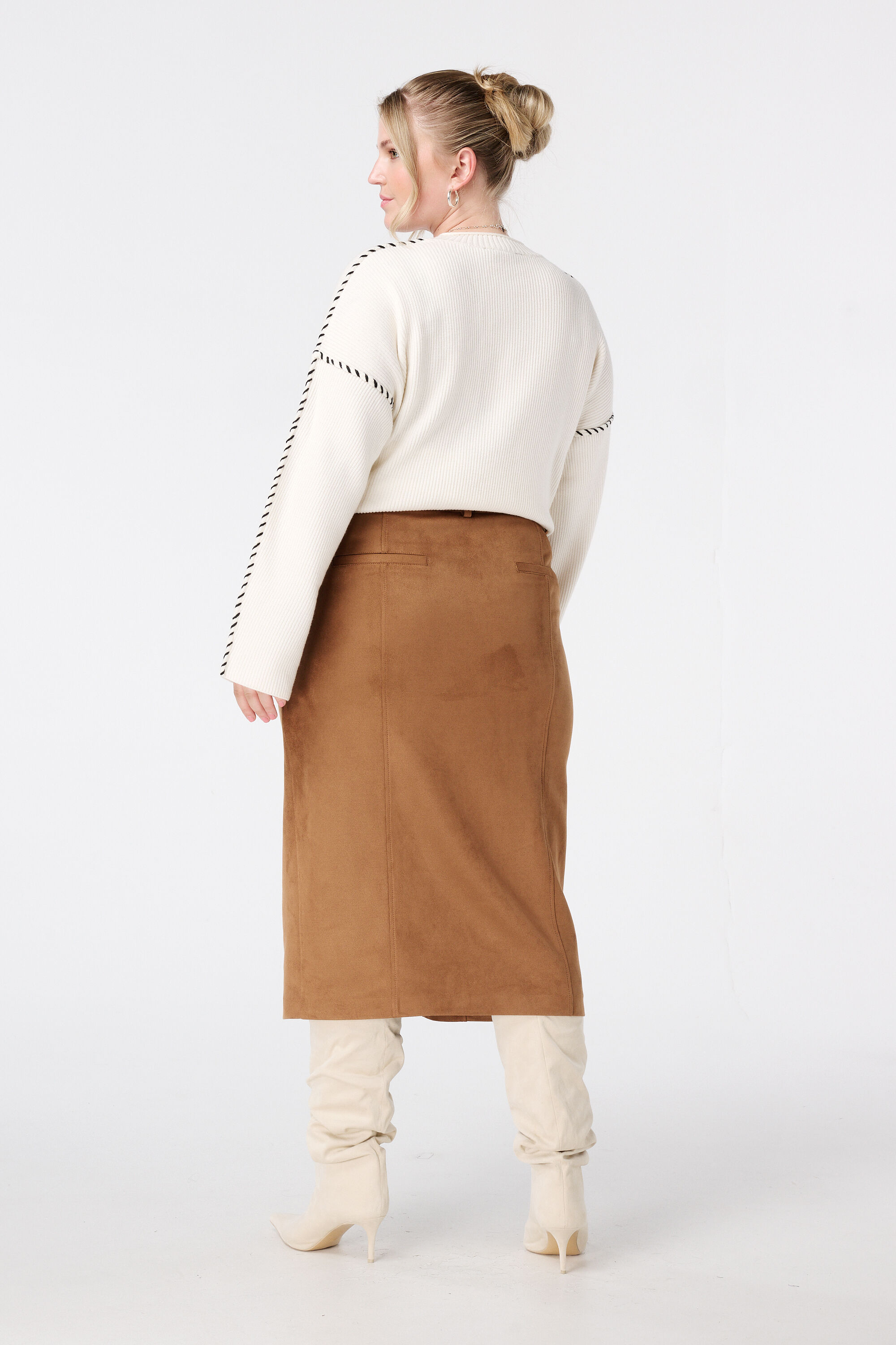 Midi-Rock in Wildlederoptik mit G&uuml;rtel image number 3