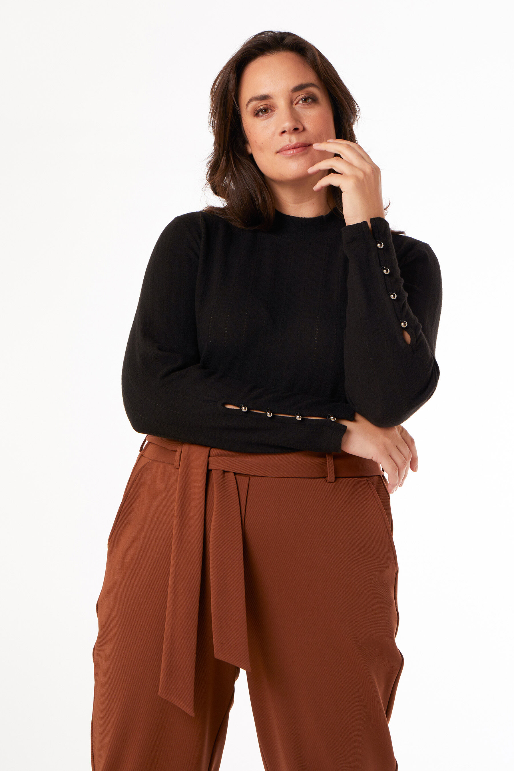 Ripp-Top mit hohem Halsausschnitt image number 6