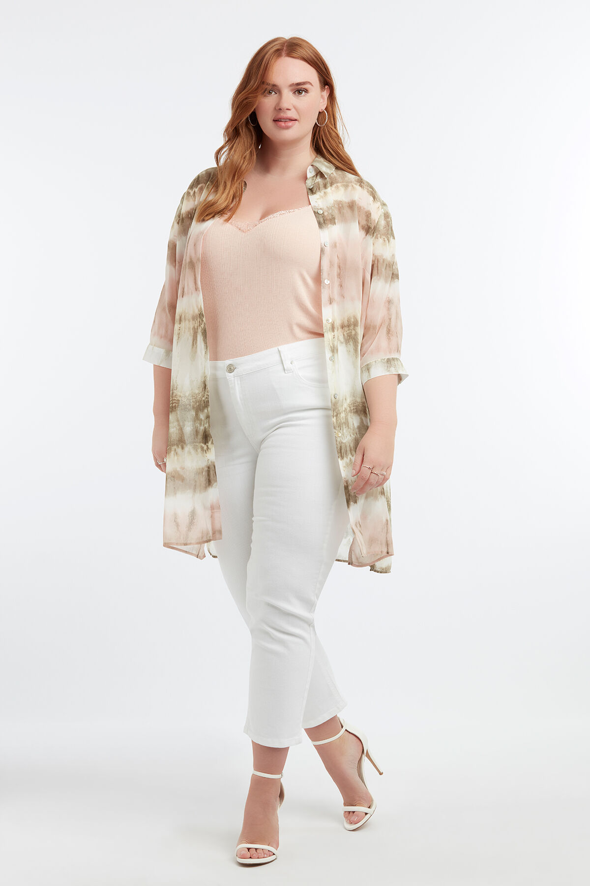 Durchsichtige Bluse mit Batik-Print image number 3