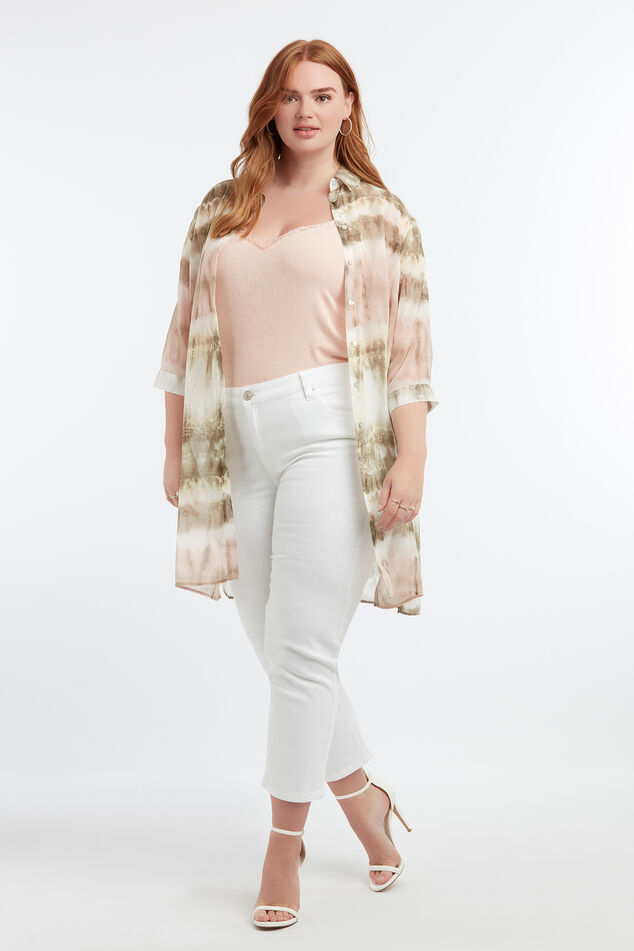 Durchsichtige Bluse mit Batik-Print image number 3