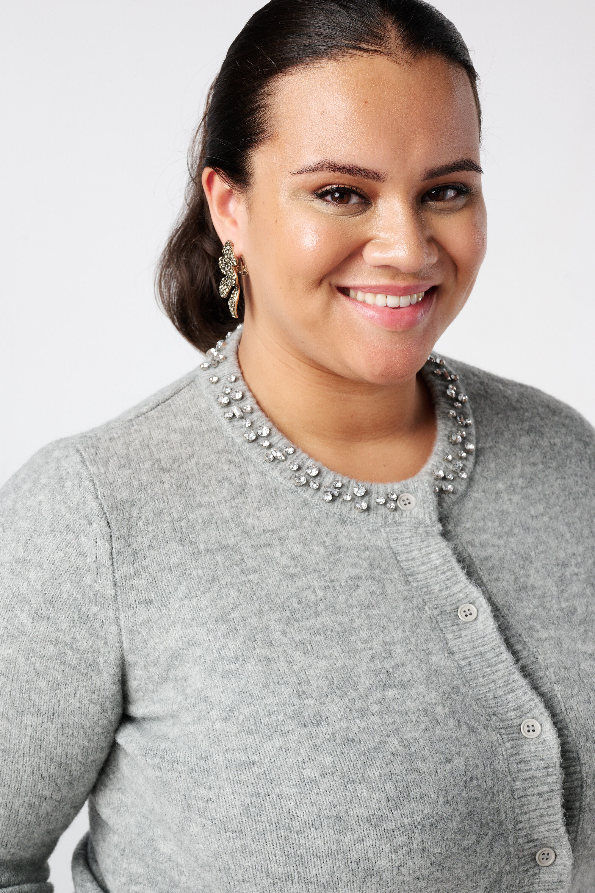 Feinstrick-Cardigan mit Rautendetails image number 4