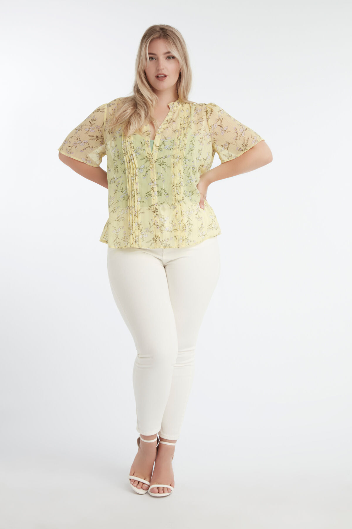 Bluse mit floralem Print und Lurex-Streifen image number 3