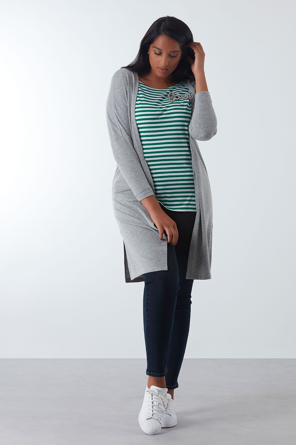 Langer Cardigan mit Schlitzen image number 3