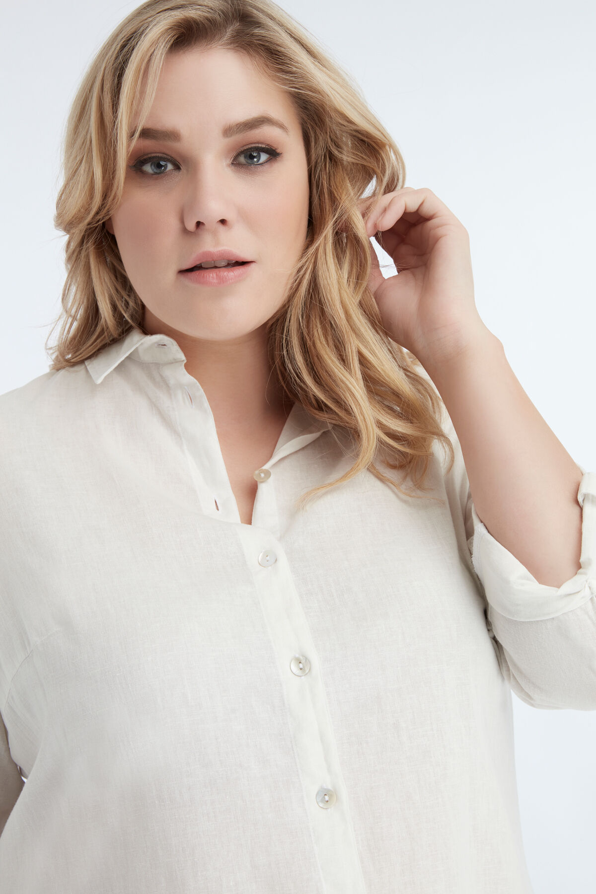 Lange einfarbige Bluse image number 3