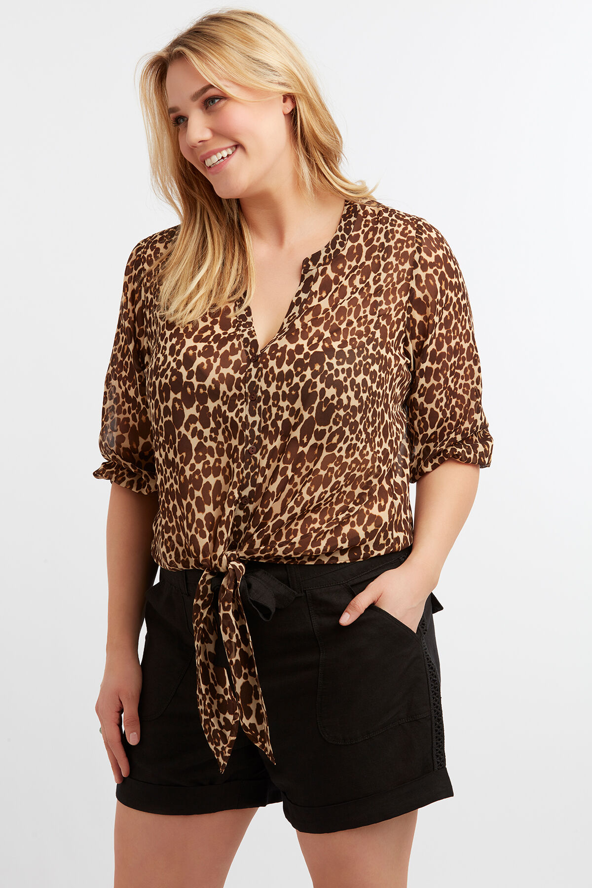 Transparente Bluse mit Leoparden-Print image number 4