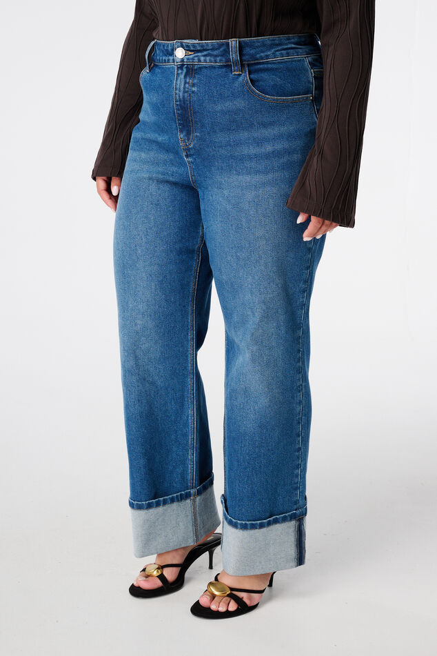 Wide Leg Jeans mit Umschlag image number 5