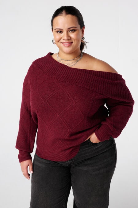 Off-Shoulder-Pullover mit Zopfmuster Off-Shoulder-Pullover mit Zopfmuster