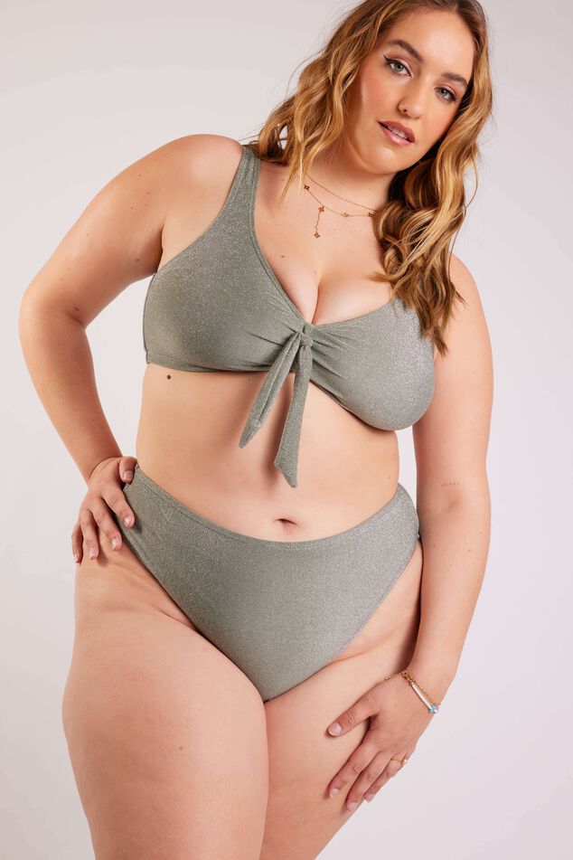 Hoch geschnittenes Bikini-Unterteil mit Glitzer  image number 6