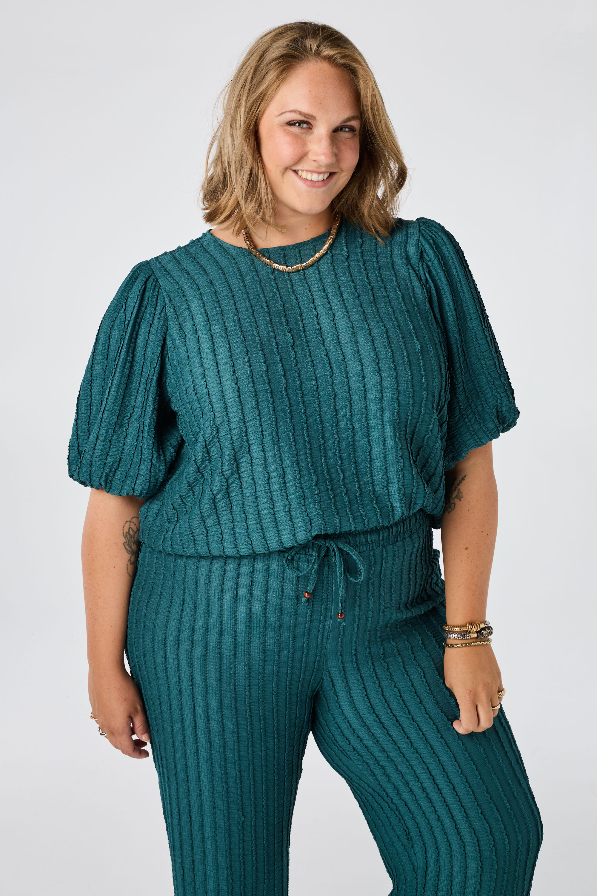 Crinkle Shirt mit Puff&auml;rmeln