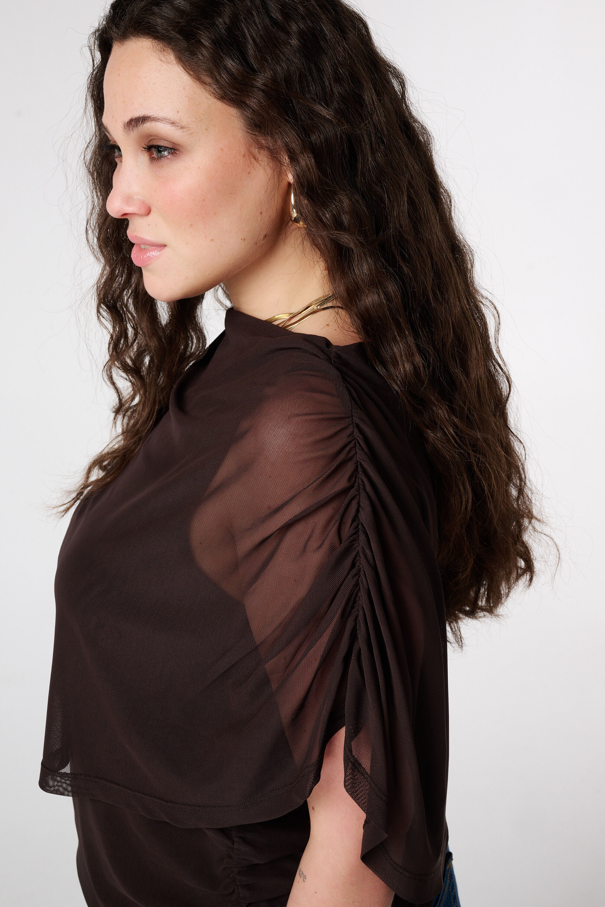 Mesh-Top mit drapierten &Auml;rmeln image number 4