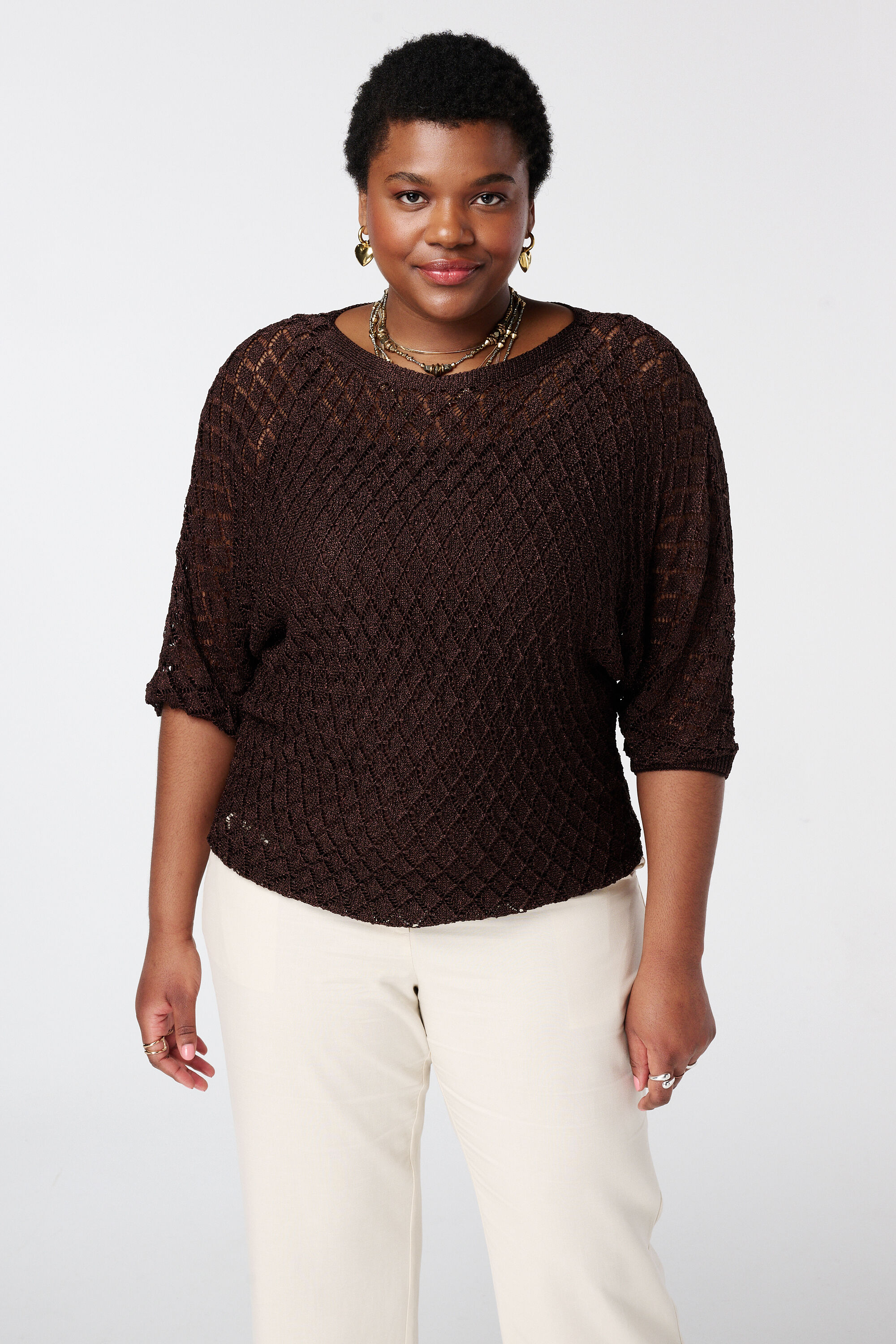 Geh&auml;kelter Pullover mit Lurex image number 0