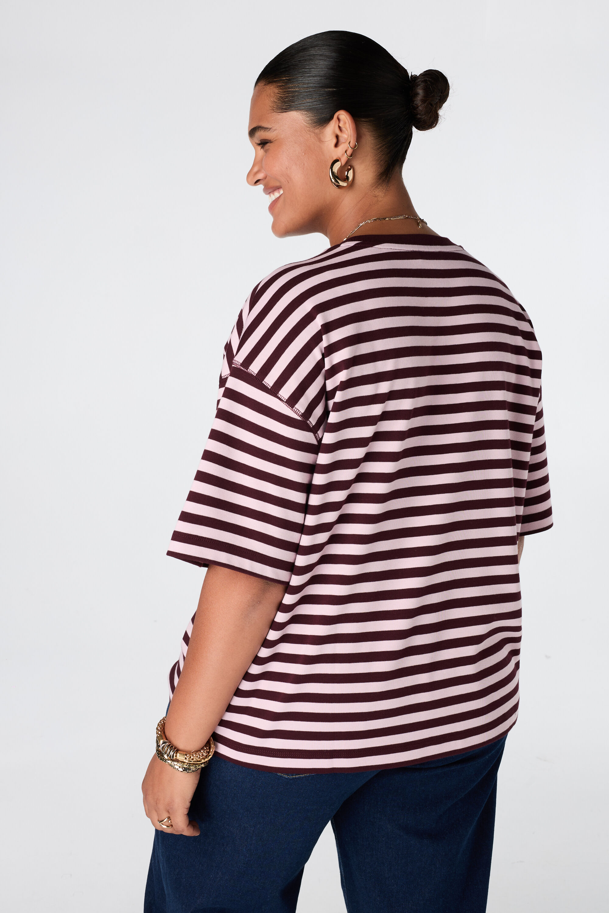 Oversize gestreiftes T Shirt image number 3