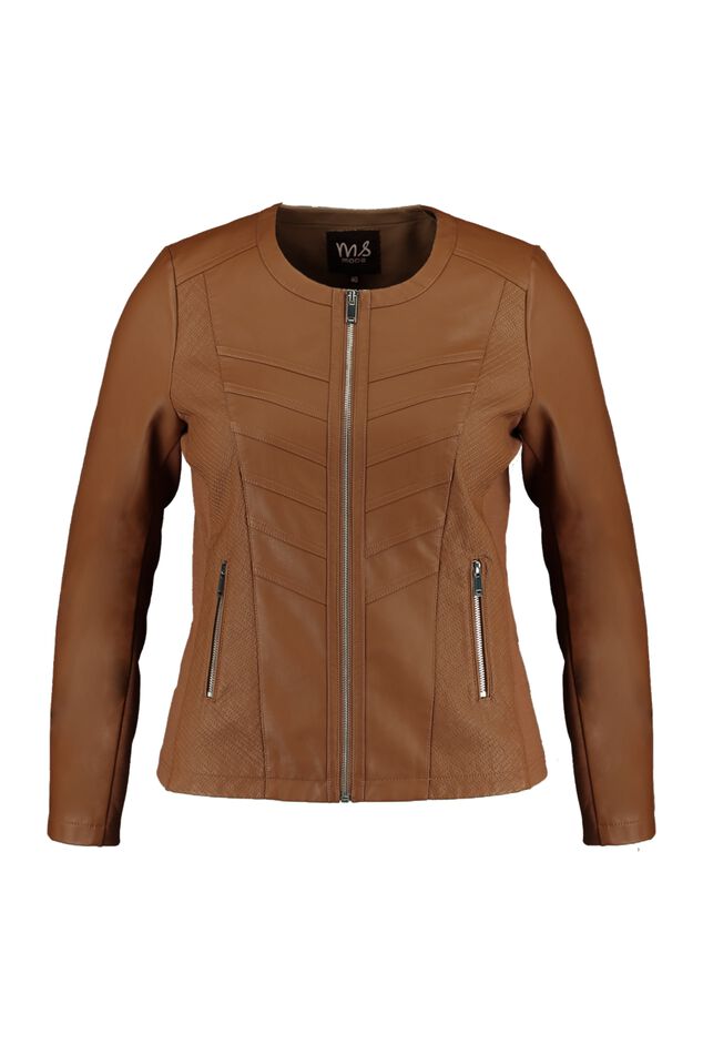 Biker-Jacke aus Kunstleder mit rundem Kragen image number 1