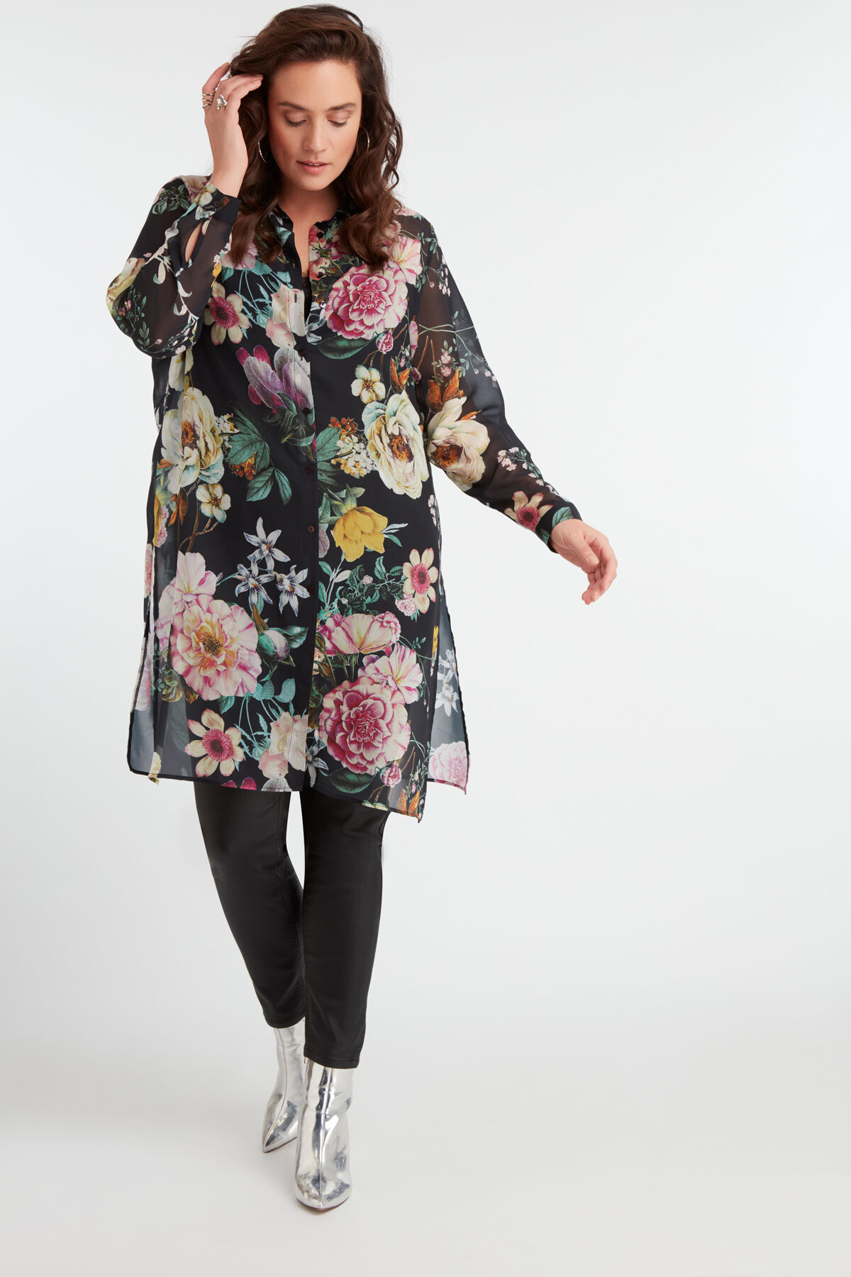 Durchsichtige Bluse mit Print image number 3