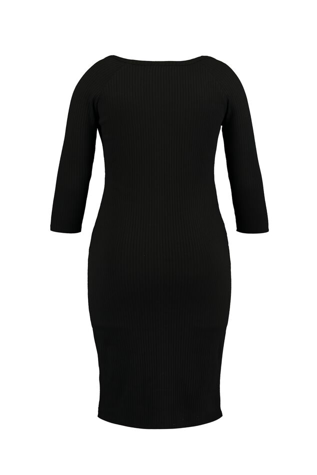 Feinstrick-Kleid im Ripp-Design mit Knöpfen image number 2