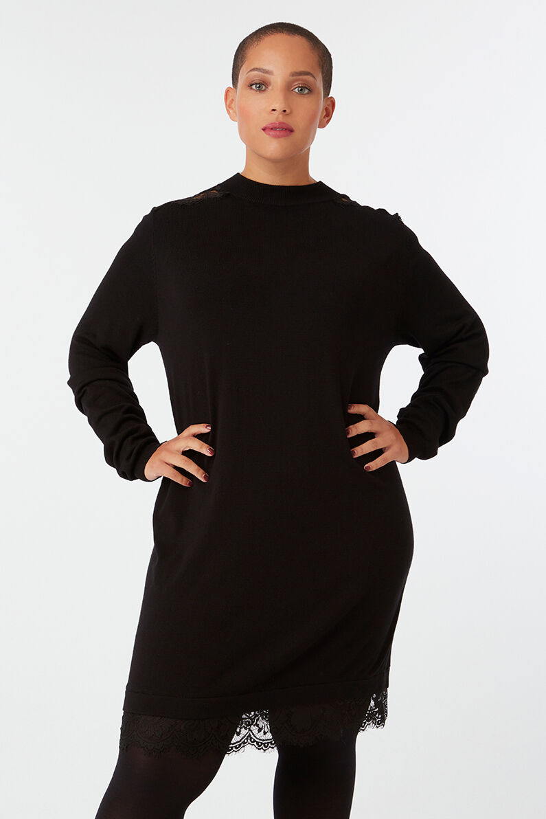 Strick-Kleid mit Spitze image number 4