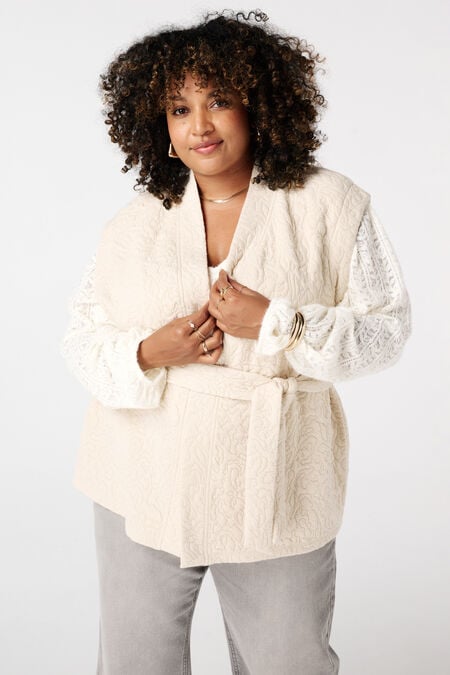 Halblanges Gilet mit Bindegürtel Halblanges Gilet mit Bindegürtel