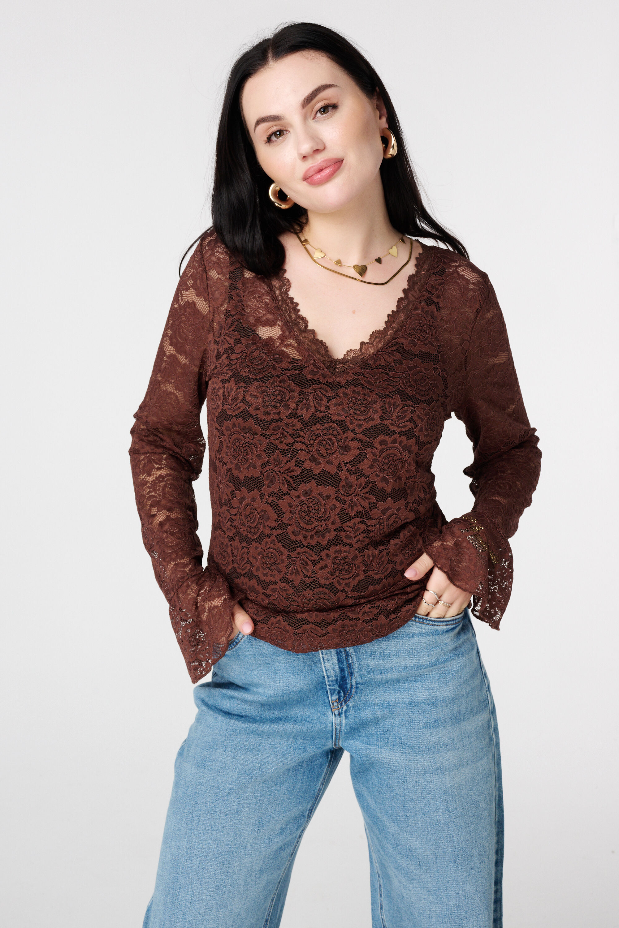 Lace top with long sleeves