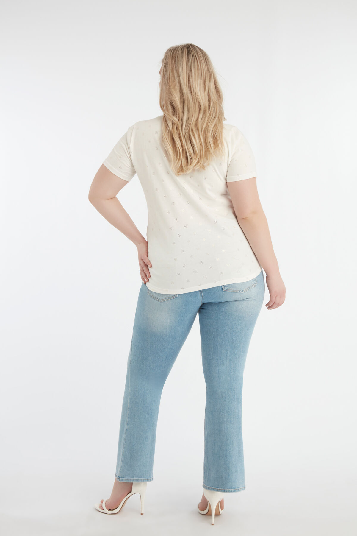 T-Shirt in &Eacute;cru mit Folien-Print image number 4