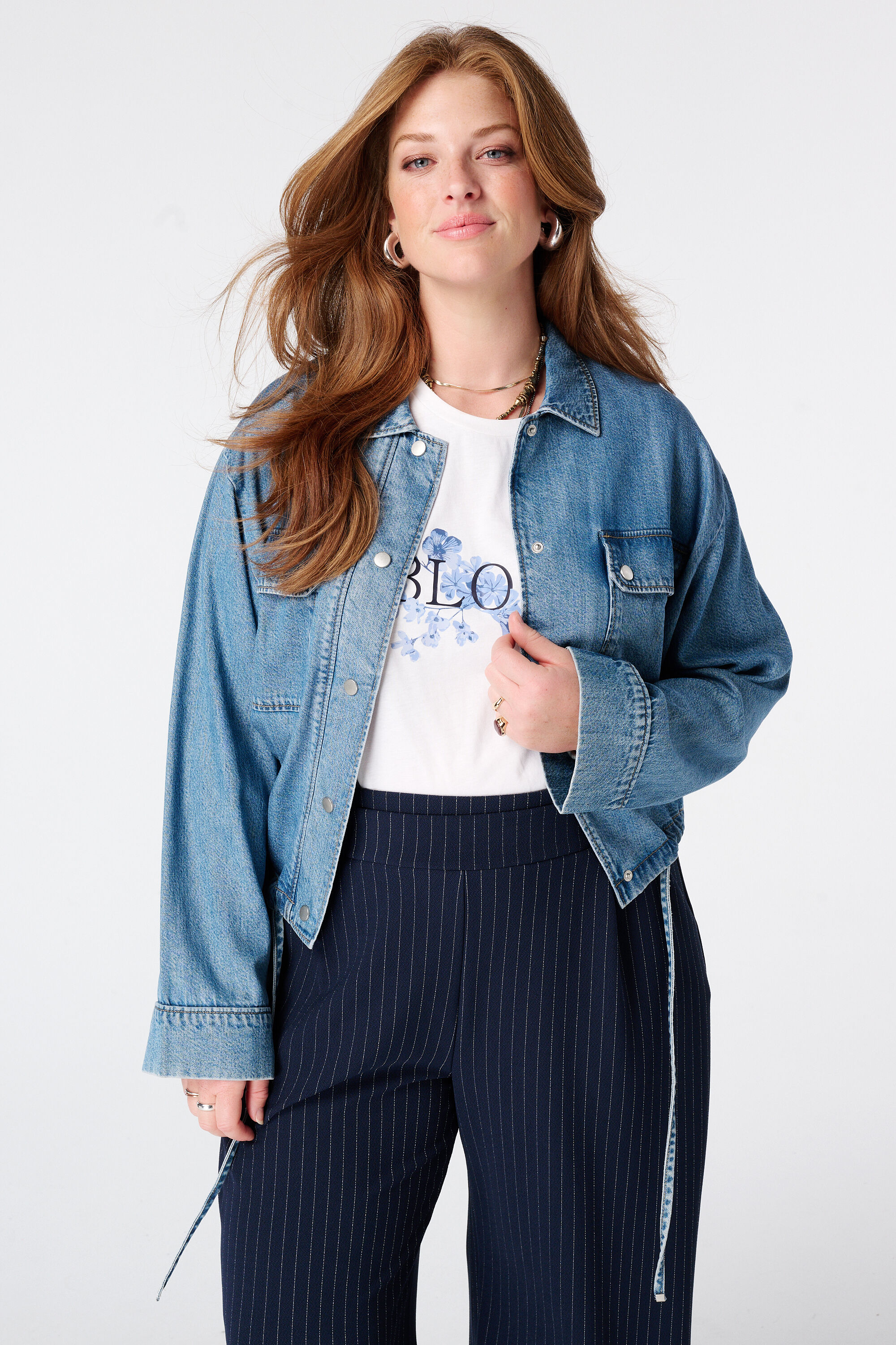 Jeansjacke mit Bindeb&auml;ndern