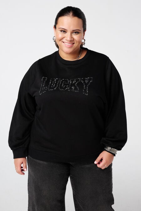 Sweatshirt mit Glitzertext Sweatshirt mit Glitzertext