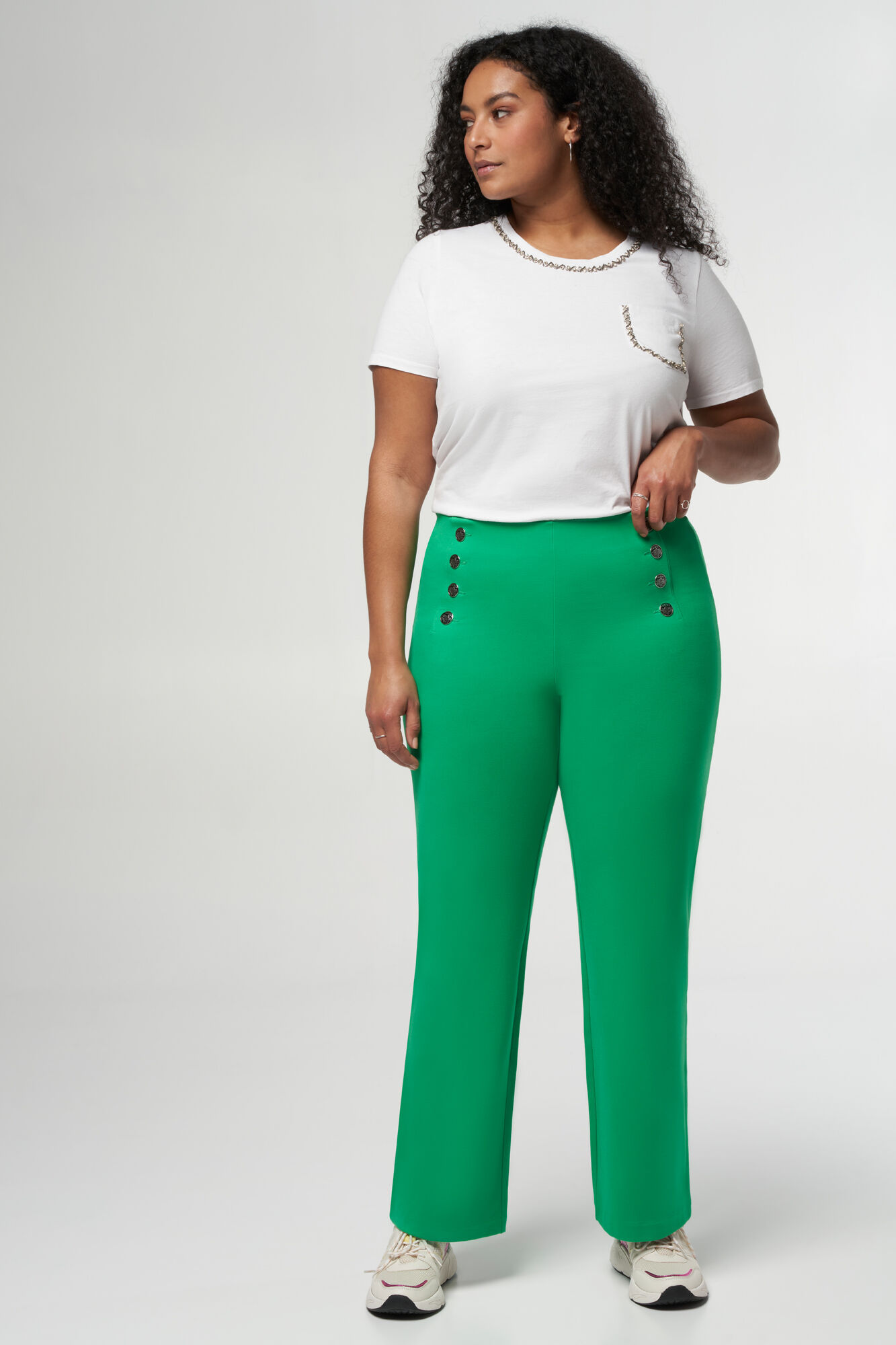 Weite Hose mit silbernen Details  image number 6