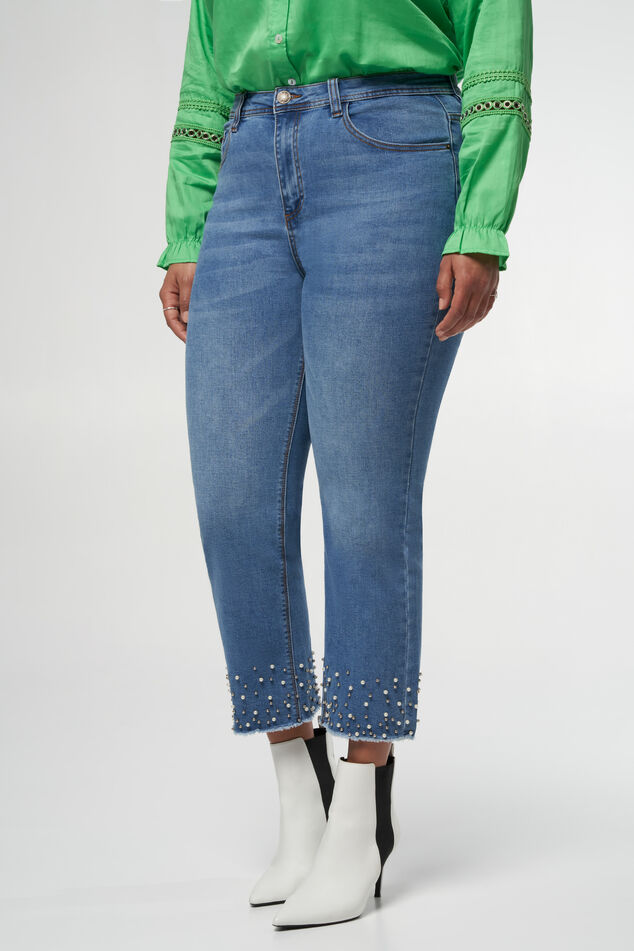 Straight-Leg-Jeans mit Perlen image 5