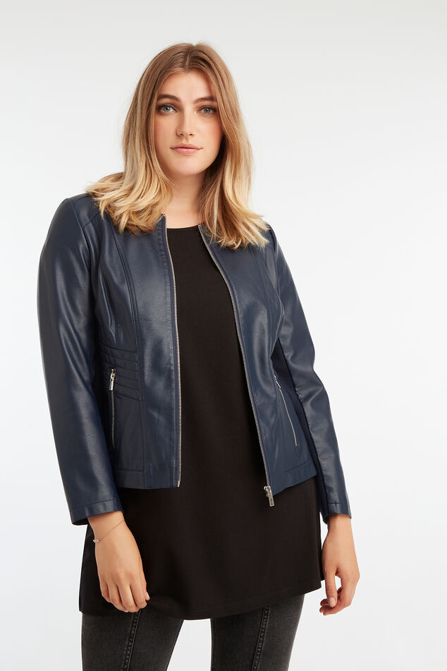 Jacke aus Kunstleder mit rundem Halsausschnitt image number 0