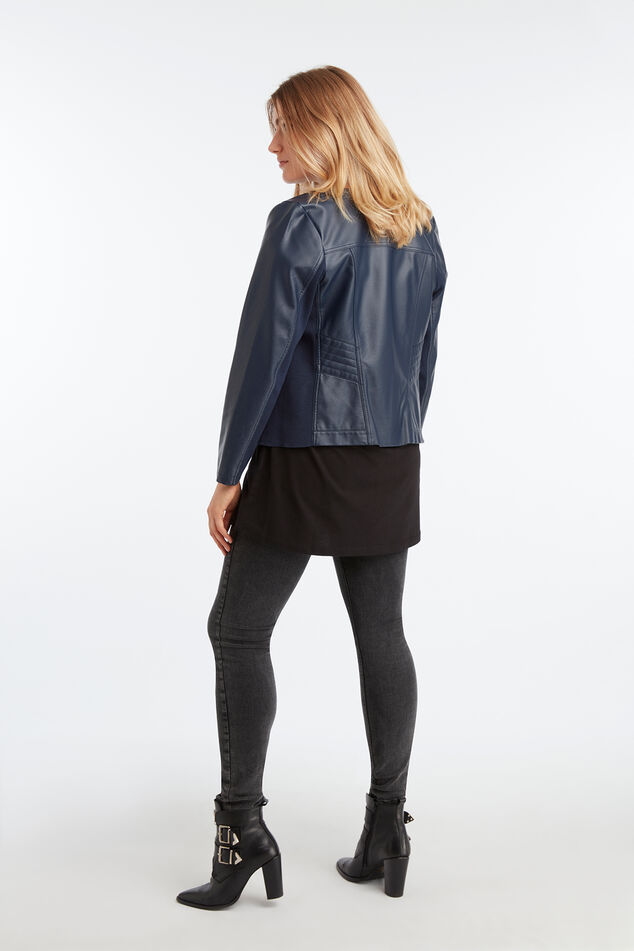 Jacke aus Kunstleder mit rundem Halsausschnitt image number 4