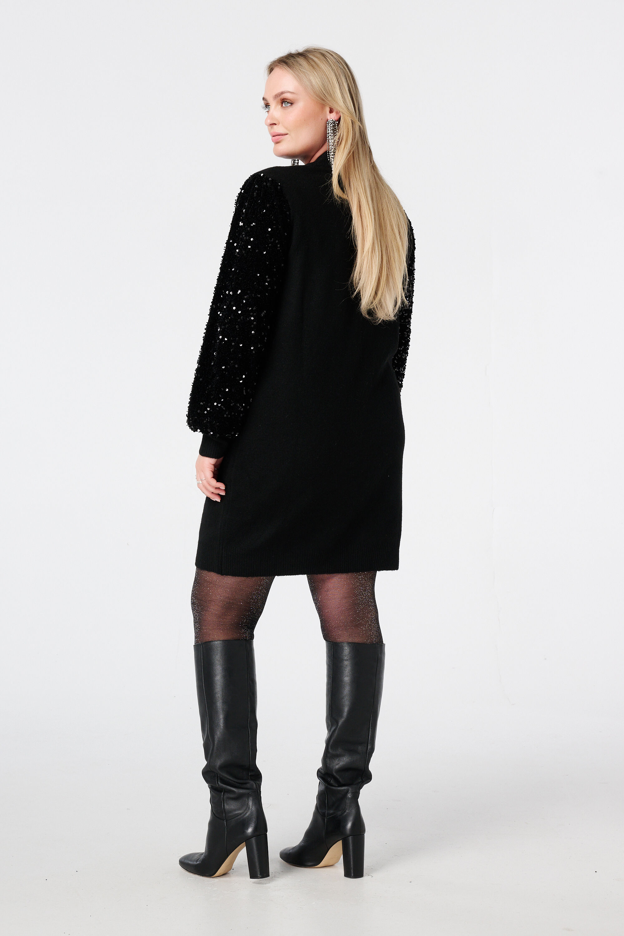 Strick-Tunika mit Pailletten&auml;rmeln image number 3