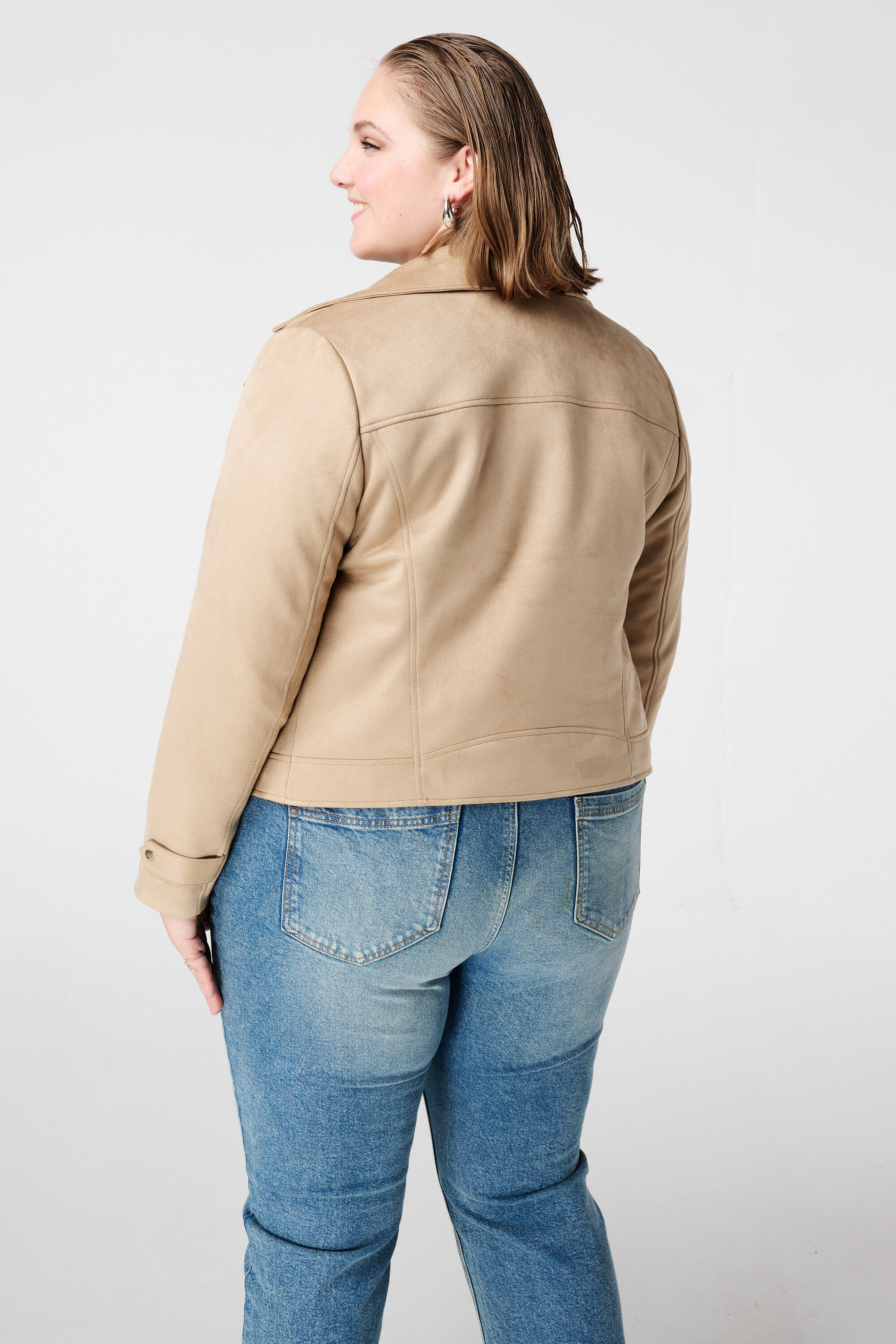 Bikerjacke aus Velourslederimitat image number 3