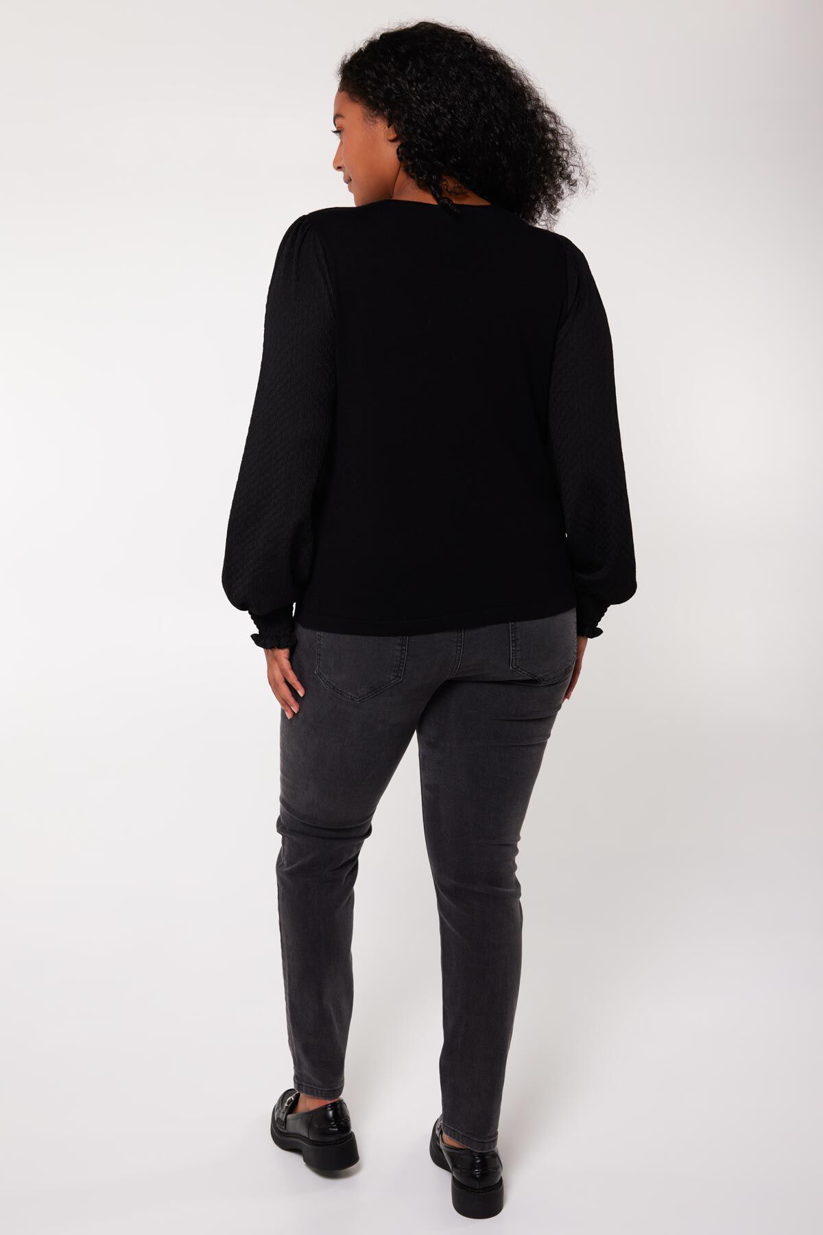 Feinstrickpullover mit strukturierten &Auml;rmeln image number 3