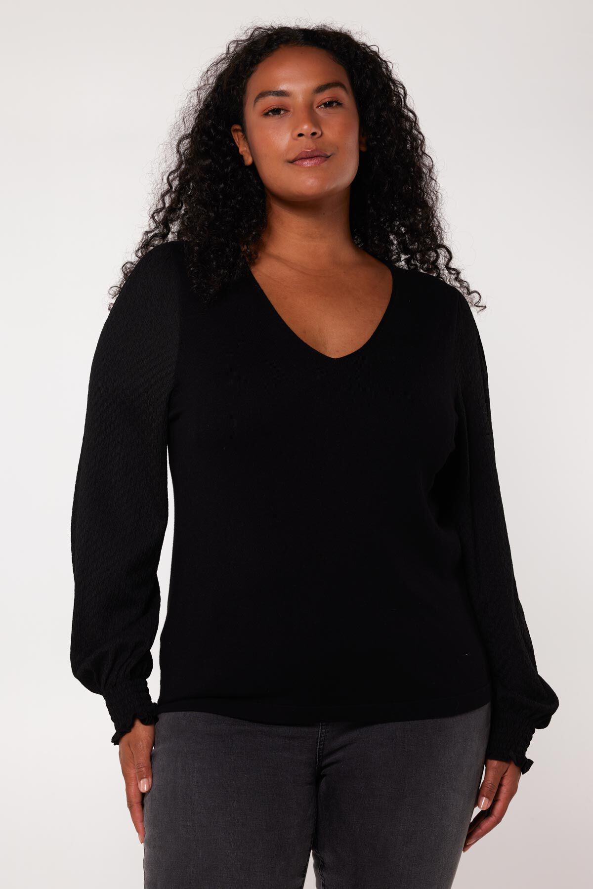 Feinstrickpullover mit strukturierten &Auml;rmeln image number 0