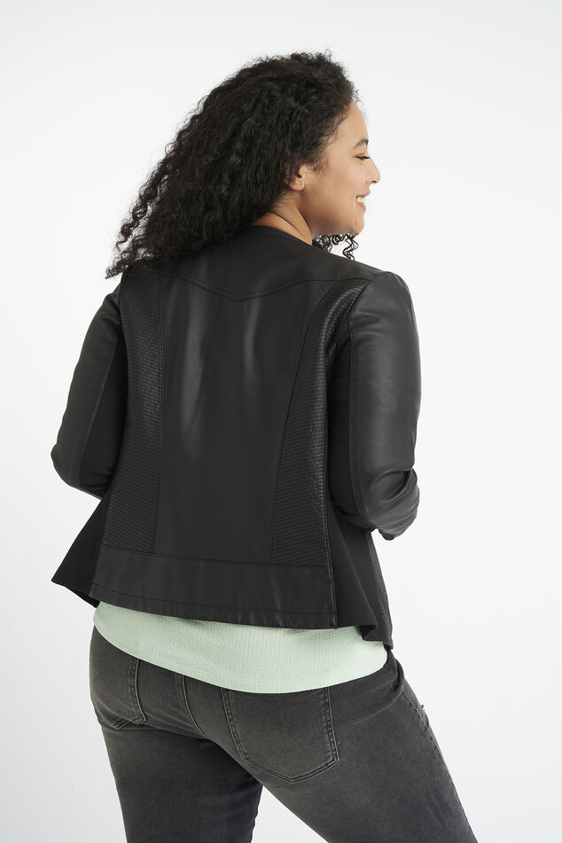 Biker-Jacke aus Kunstleder mit rundem Kragen image number 3