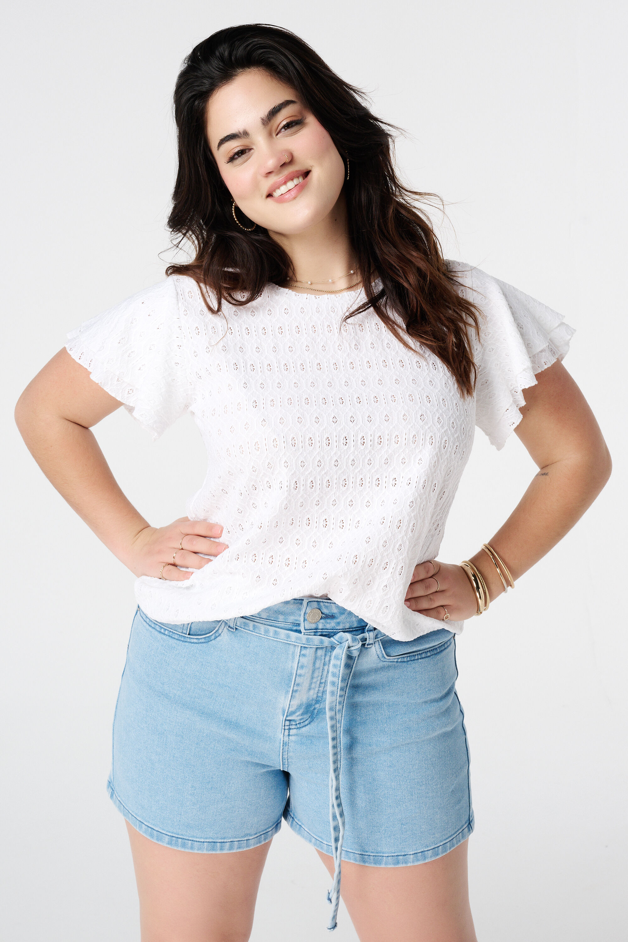 Top mit Lochmuster-Stoff image number 4