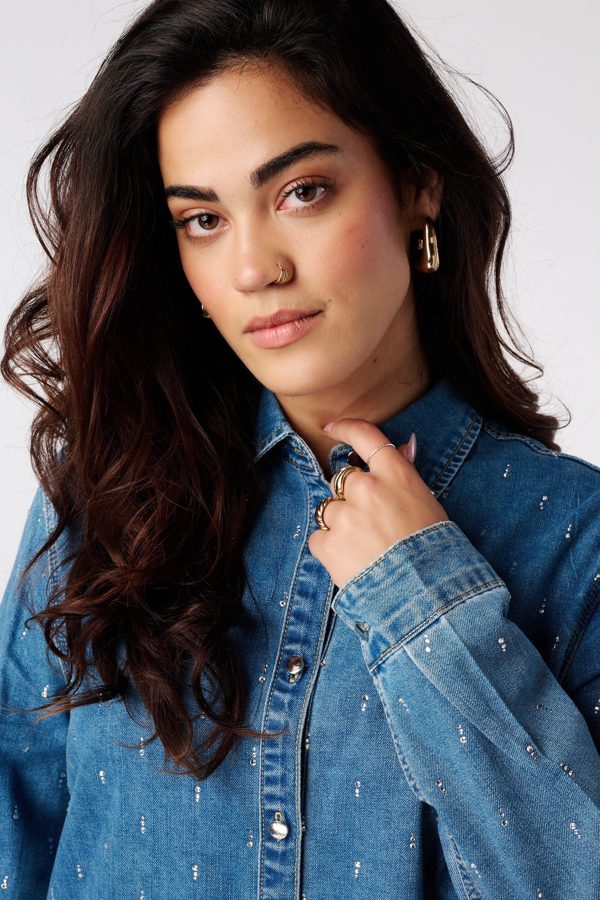 Denimbluse mit Strass image number 4