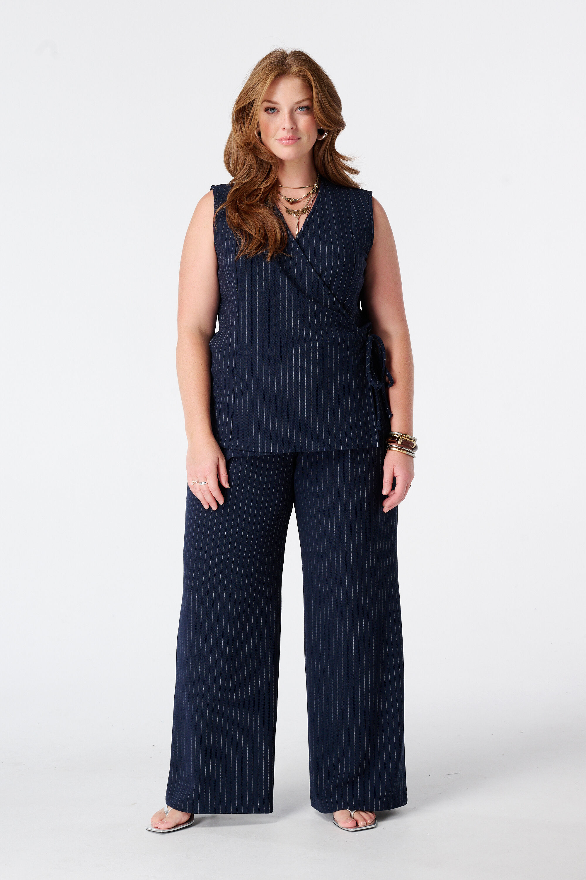 Wide Leg Hose mit Nadelstreifen