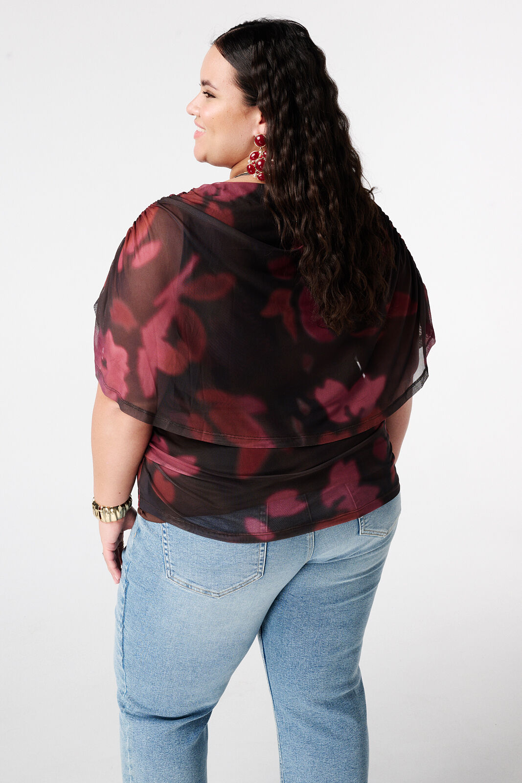 Mesh-Top mit drapierten &Auml;rmeln image number 3