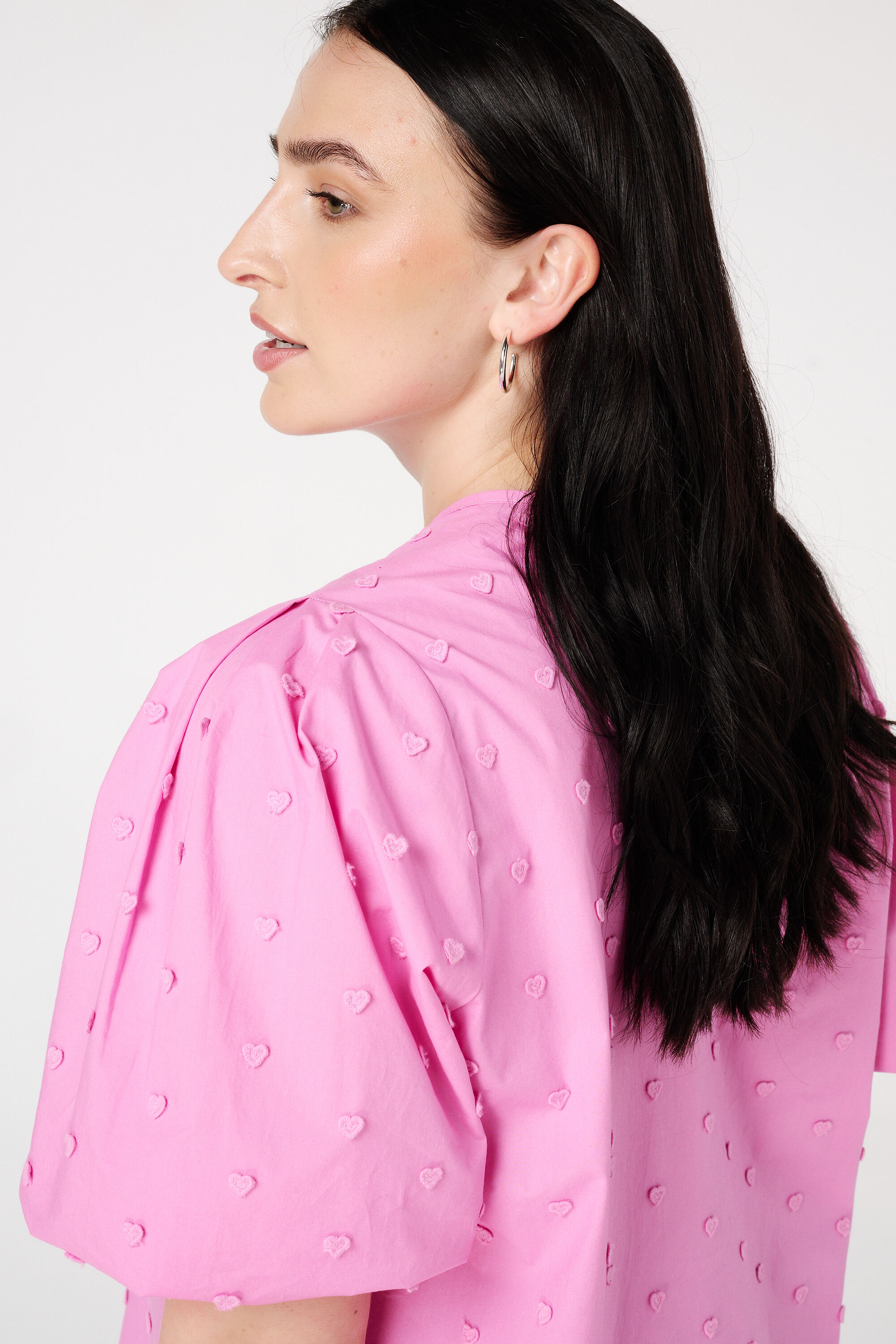 Bluse mit gestickten Herzen und Dreiviertel-&Auml;rmeln image number 4